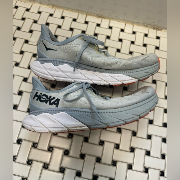 HOKA Gray Athletic Sneakers with Orange Accents - Picture 3 of 10